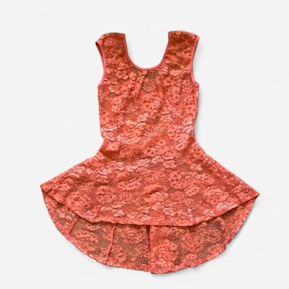 Coral Lace Mini Dress High Low Fairy y2k